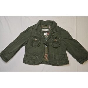 Baby Gap 2T Army Olive Green Jacket Girls Pockets Military Preppy 100% Cotton